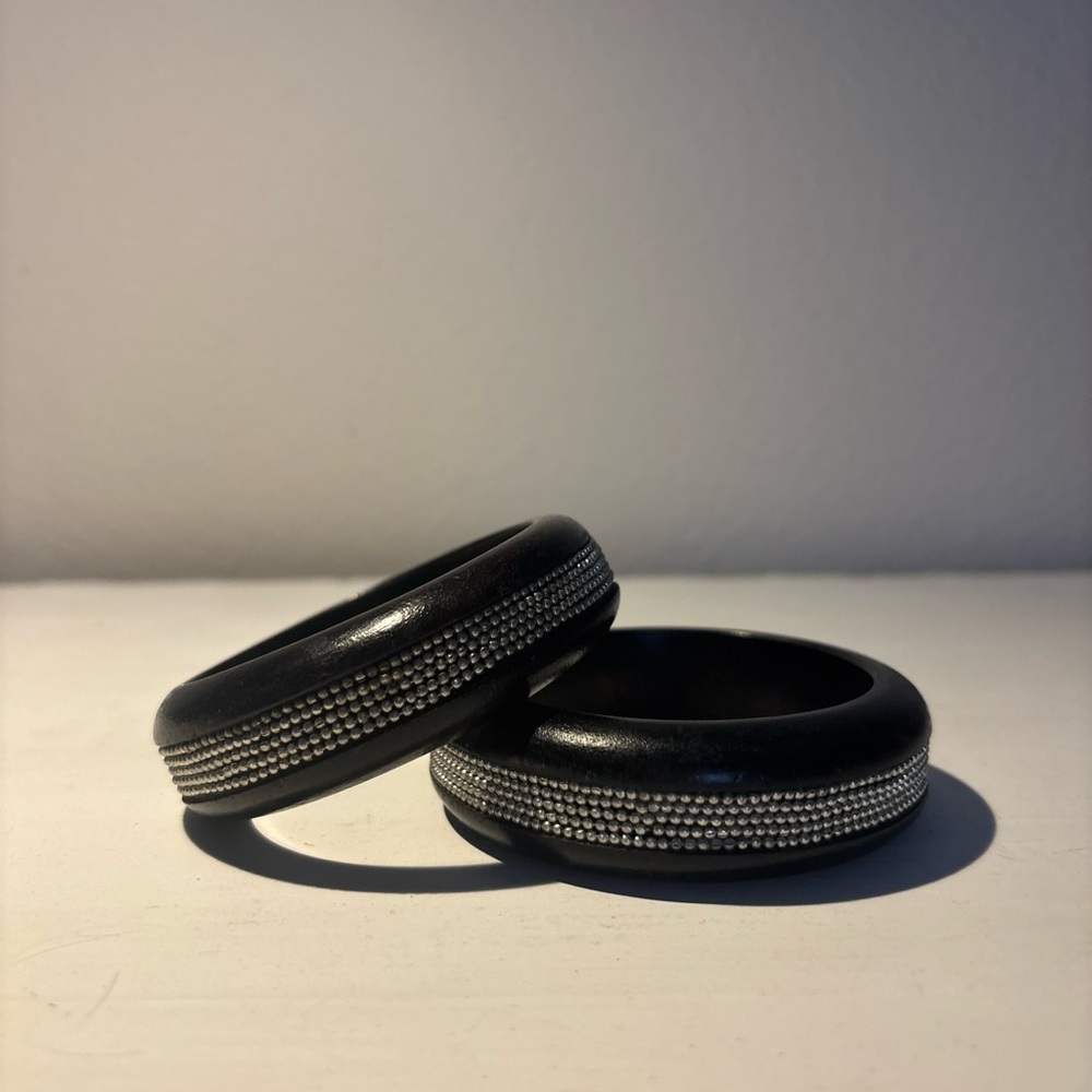 Black and Silver Textured Bracelet